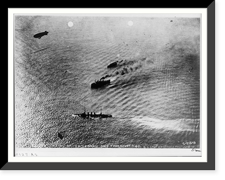 Aerial of sinking of Ex-German vessel Frankfort, during U.S. Army & Navy practice attack, Historic Reproduction