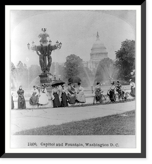 Historic Framed Print, Capitol and Fountain, Washington, D.C.,  17-7/8" x 21-7/8"