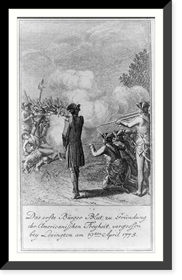 Das erste B&uuml;rger Blut, zu Gr&uuml;ndung der Americanischen Freyheit, vergossen bey Lexington am 19ten April 1775.D. Chodowiecki inv. et del. ; D. Berger sculpsit 1784. Classic, Vintage Print