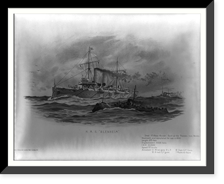 H.M.S. Blenheim".W.S. Tomkin.", Antique Wall Art