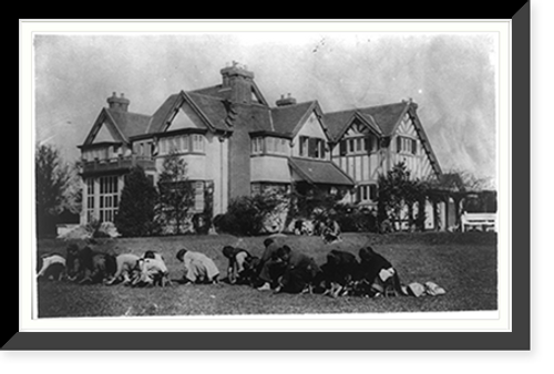 Historic Framed Print, Chinese women weeding lawn of wealthy foreigners in Shanghai, China,  17-7/8" x 21-7/8"