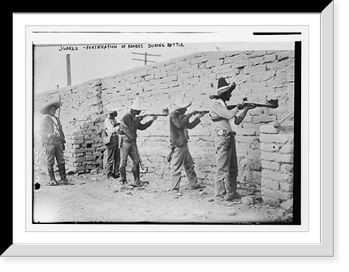 Historic Framed Print, Juarez, fortification of adobes during battle,  17-7/8" x 21-7/8"