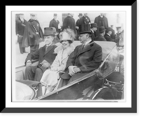 Historic Framed Print, President Coolidge, Mrs. Coolidge and Senator Curtis on the way to the Capitol,  17-7/8" x 21-7/8"