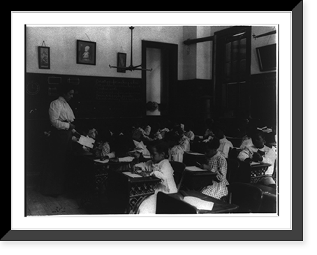 African American school children at work on a craft project, Vintage Print