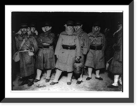 Japanese soldiers landed at Chemulpo after naval battle, waiting on a beach to entrain to Seoul, Antique Poster