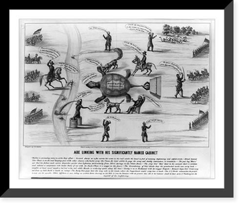 Historic Framed Print, Abe linking with his significantly named cabinet,  17-7/8" x 21-7/8"