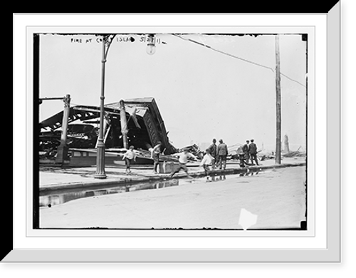 Historic Framed Print, Fire at Coney Island, 1911,  17-7/8" x 21-7/8"