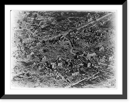 Aerial view of devastated village of Vaux, France, which was captured by American forces on July 1, 1918 Classic, Antique Wall Art