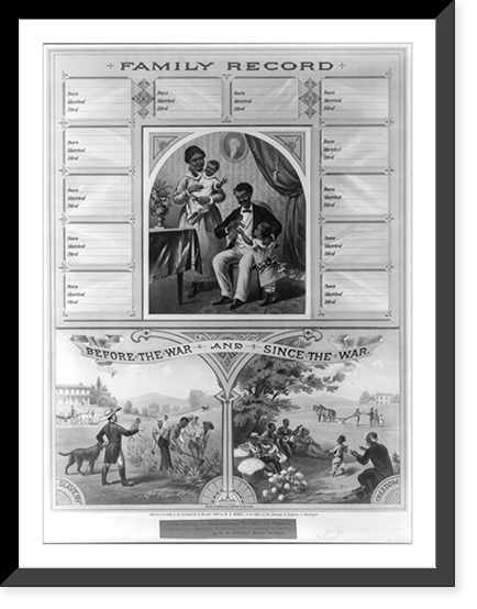 Family record. Before the war and since the war.Krebs Lithographing Company, Cincinnati. Classic, Antique Poster