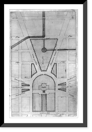 United States Capitol grounds, Washington, D.C. Site plan, botanic garden, city canal, Vintage Print