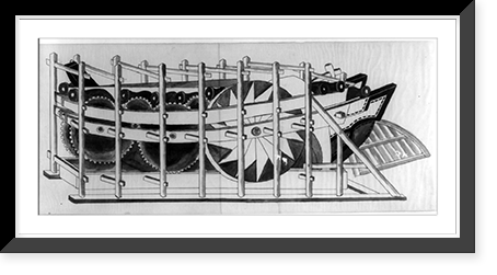 Paddle wheel mechanism of side-wheel steamer, Vintage Poster