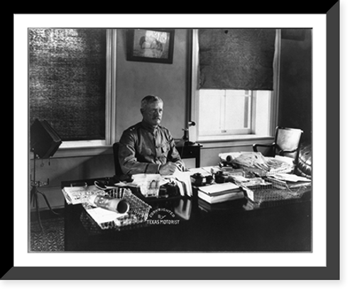 Historic Framed Print, [Major General John J. Pershing, half-length portrait, seated at desk],  17-7/8" x 21-7/8"