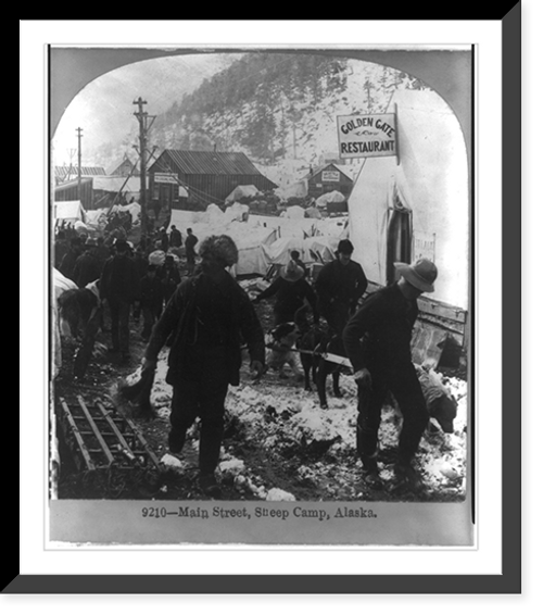 Historic Framed Print, Main Street, Sheep Camp, Alaska,  17-7/8" x 21-7/8"