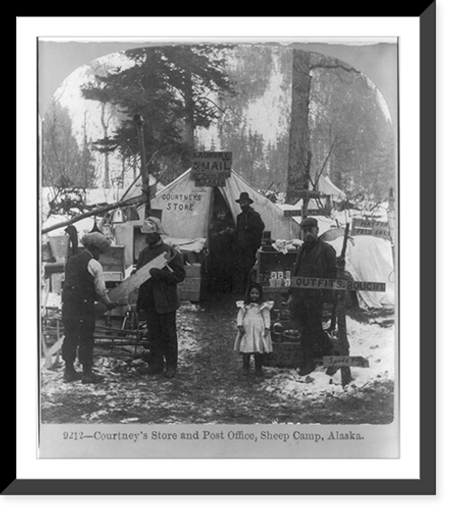 Historic Framed Print, Courtney's Store and Post Office, Sheep Camp, Alaska,  17-7/8" x 21-7/8"