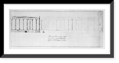 Historic Framed Print, [United States Capitol, Washington, D.C. Elevation, colonnade, after burning of Capitol],  17-7/8" x 21-7/8"