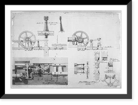 Steam engine, Washington Navy Yard, Washington, D.C. Plan of the forge tilt-hammer, Historic Print