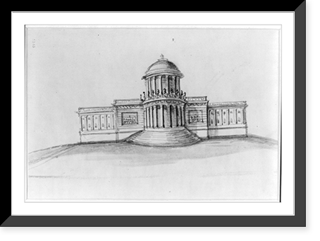 United States Capitol, Washington, D.C. West front elevation sketch, rendered, Antique Wall Art