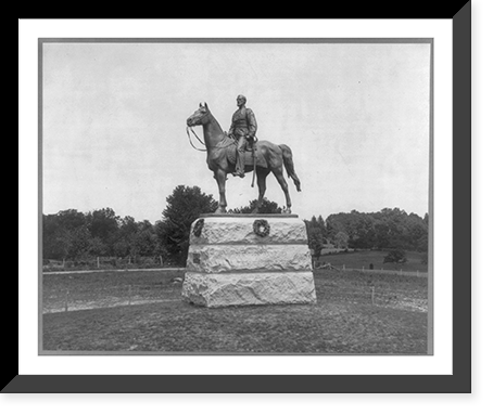 Historic Framed Print, [George Gordon Meade, 1815-1872, statue at Gettysburg, Pa. full-length, mounted on horseback],  17-7/8" x 21-7/8"