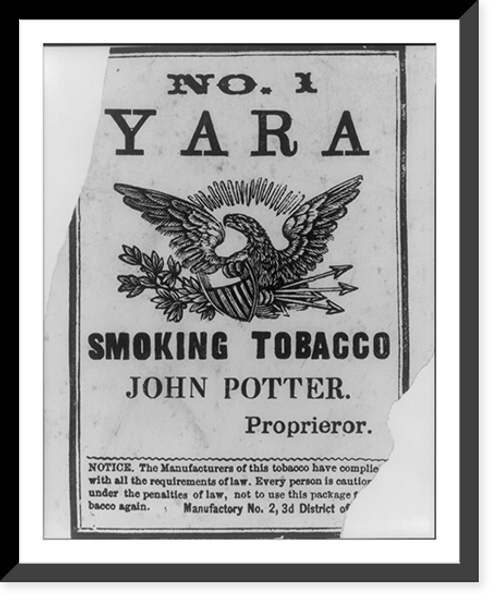 Historic Framed Print, No. 1 Yara Smoking Tobacco,  17-7/8" x 21-7/8"