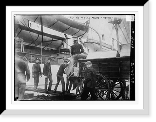 Historic Framed Print, Putting rifles aboard PRAIRIE,  17-7/8" x 21-7/8"