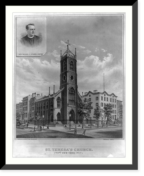 Historic Framed Print, St. Teresa's church, New York,  17-7/8" x 21-7/8"