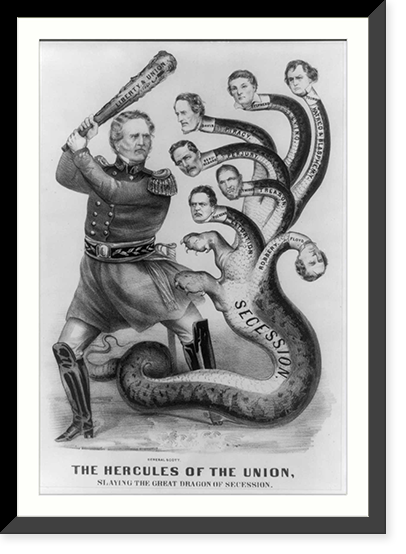 Historic Framed Print, The Hercules of the Union, slaying the great dragon of secession,  17-7/8" x 21-7/8"