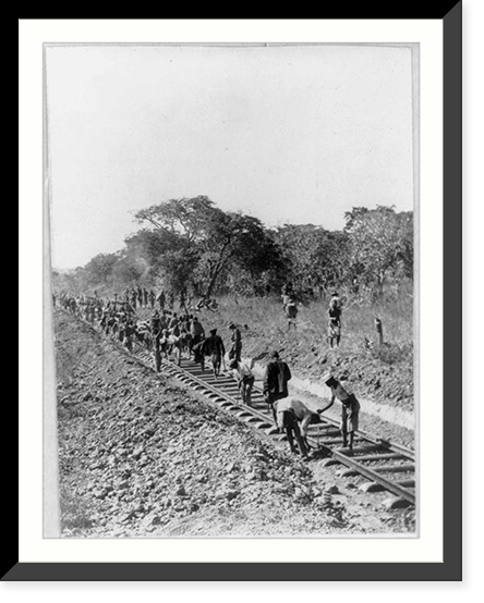 Man building railway planned by Cecil Rhodes near Broken Hill, Rhodesia, Antique Wall Art