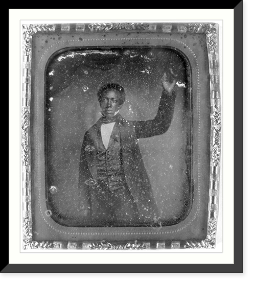 Historic Framed Print, [Edward J. Roye, three-quarter length portrait, standing, with hand raised],  17-7/8" x 21-7/8"
