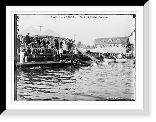 Historic Framed Print, Coney Island Carnival - Race in street clothing swimming,  17-7/8" x 21-7/8"