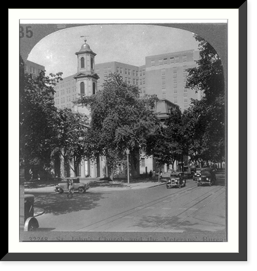 Historic Framed Print, St. John's Church and the Veterans' Bureau Building, Washington, D.C.,  17-7/8" x 21-7/8"