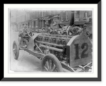 Vanderbilt's 250 horse power auto, Sartori driving, Vintage Print