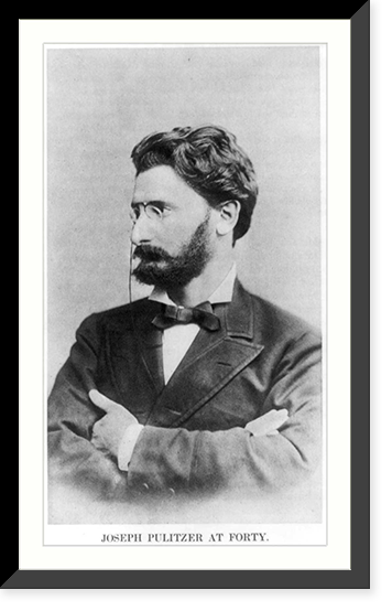 Joseph Pulitzer, 1847-1911; Joseph Pulitzer at 40. Head and shoulders, arms crossed, facing left, glasses, beard, Vintage Wall Art