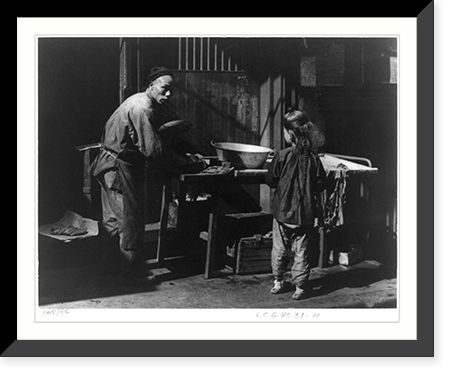 Historic Framed Print, [San Francisco Chinatown, 1895-1900(?): man and boy working at outdoor laundry],  17-7/8" x 21-7/8"