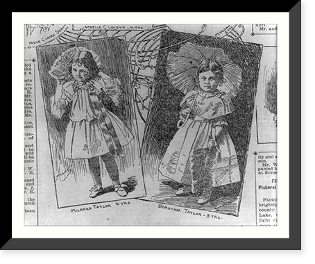 Mildred Taylor (4 yrs.) and Dorothia (3 yrs.) full, standing, Antique Print