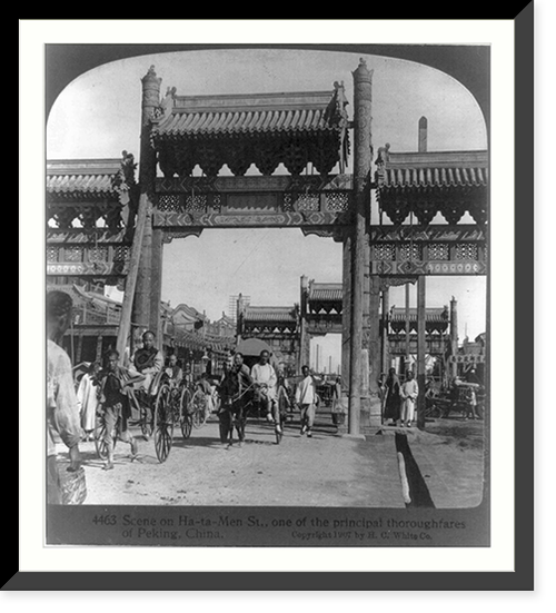 Scene on Ha-ta-Men St., one of the principal thoroughfares of Peking, China, Antique Print