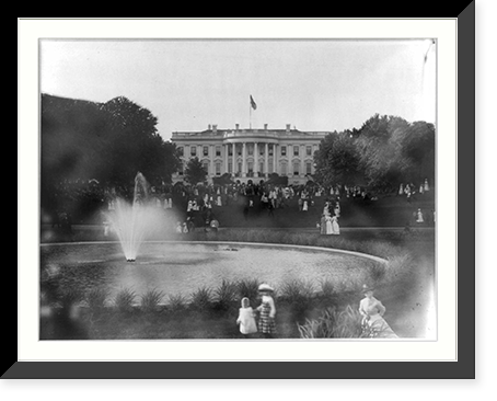 Wash., D.C. White House looking across pool and South Lawn filled with tourists Classic, Antique Poster