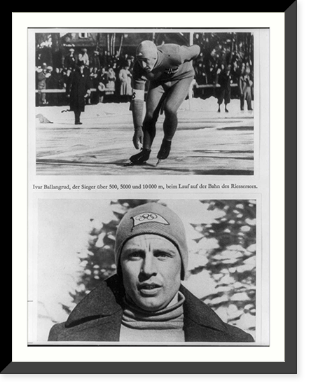 1936 Olympics at Garmisch and Munich: Ivar Ballangrud, speed skating Classic, Historic Print