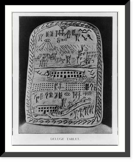 Historic Framed Print, Deluge tablet (pictograph of flood),  17-7/8" x 21-7/8"