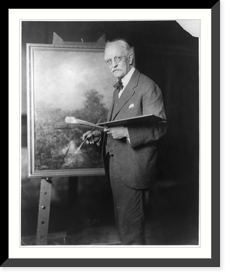 Historic Framed Print, [George Inness, 1854-1926, three-quarter length portrait, standing, painting],  17-7/8" x 21-7/8"