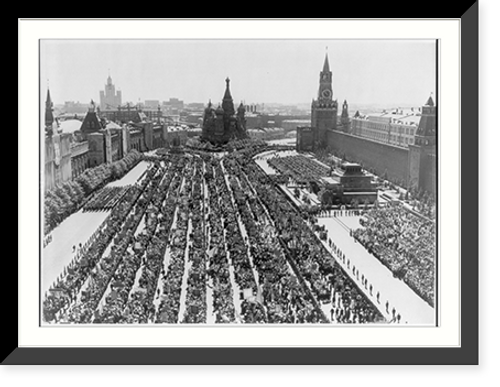Historic Framed Print, [Aerial view of Red Square, Moscow, during parade of military and workers in honor of the tercentenary of the reunion of the Ukraine with Russia. May 30, 1954],  17-7/8" x 21-7/8"