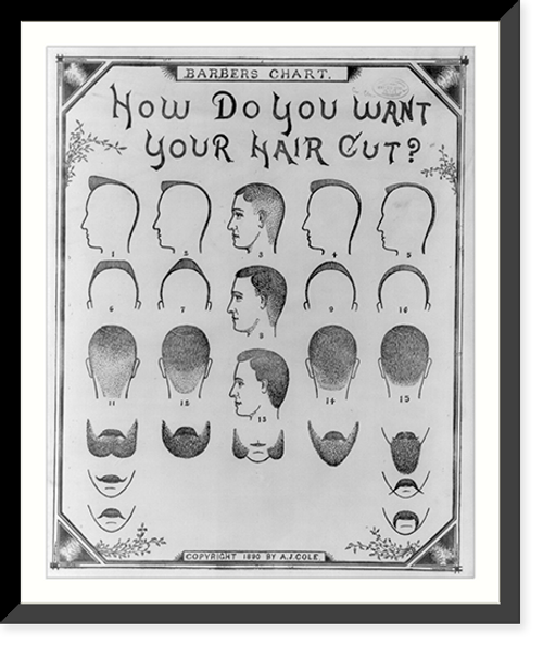 Historic Framed Print, How do you want your hair cut?,  17-7/8" x 21-7/8"