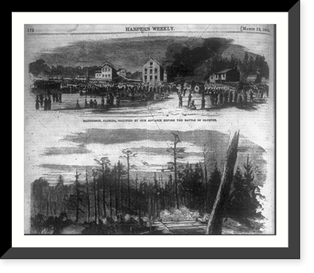 Sanderson, Florida, occupied by our advance before the battle of Olustee. Classic, Antique Print
