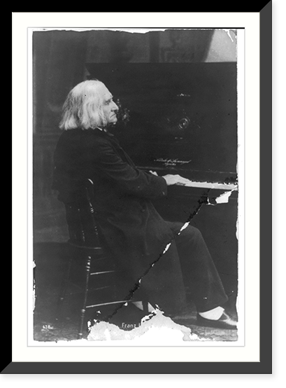 Franz Liszt, 1811-1886; three-quarters length, seated at piano, right profile, Antique Poster
