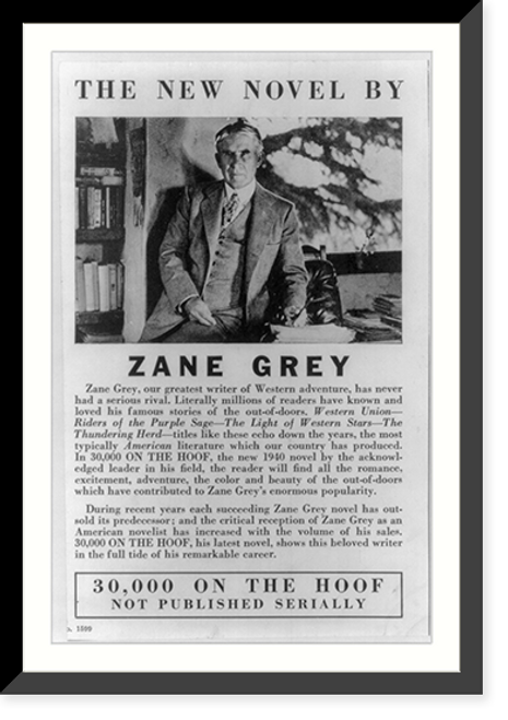 Historic Framed Print, [Zane Grey, half-length portrait, facing front],  17-7/8" x 21-7/8"
