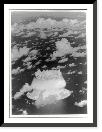 Aerial view of atomic bomb test on Bikini Atoll, 1946; showing mushroom" beginning", Antique Wall Art