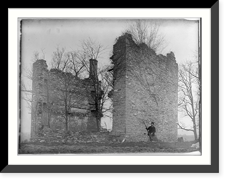 Liberty Hall ruins - man with gun in foreground, W&L Univ., Lexington, Va. Classic, Vintage Print