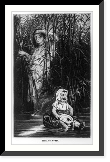 Moses being found in the bullrushes; 2 very similar engravings: Titian's Moses" engr. by Pannemaker" Classic, Vintage Wall Art