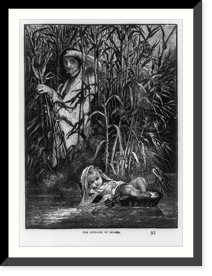 Moses being found in the bullrushes; 2 very similar engravings: the find-ing of Mo-ses" p. 93" Classic, Vintage Wall Art