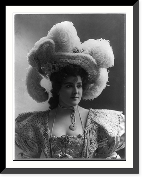 Historic Framed Print, [Lillian Russell, 1861-1922, bust portrait, facing right, wearing plumed hat],  17-7/8" x 21-7/8"