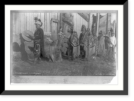 Historic Framed Print, [Alaskan Indians in old dancing costumes: Potlatch dancer,  Klinquon"]",  17-7/8" x 21-7/8"